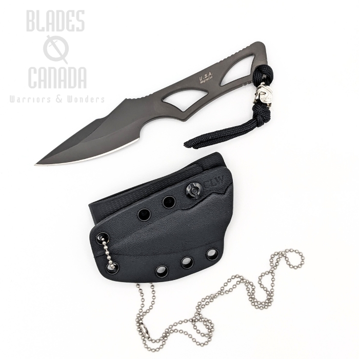 Spartan Blades Enyo Fixed Blade Neck Knife, CPM MagnaCut Black, Black Kydex Sheath